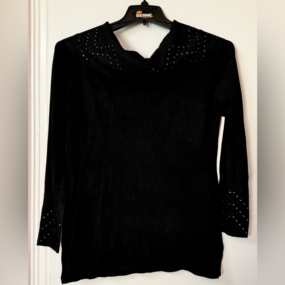 Black off the shoulder with sequins, long sleeves, super cute!